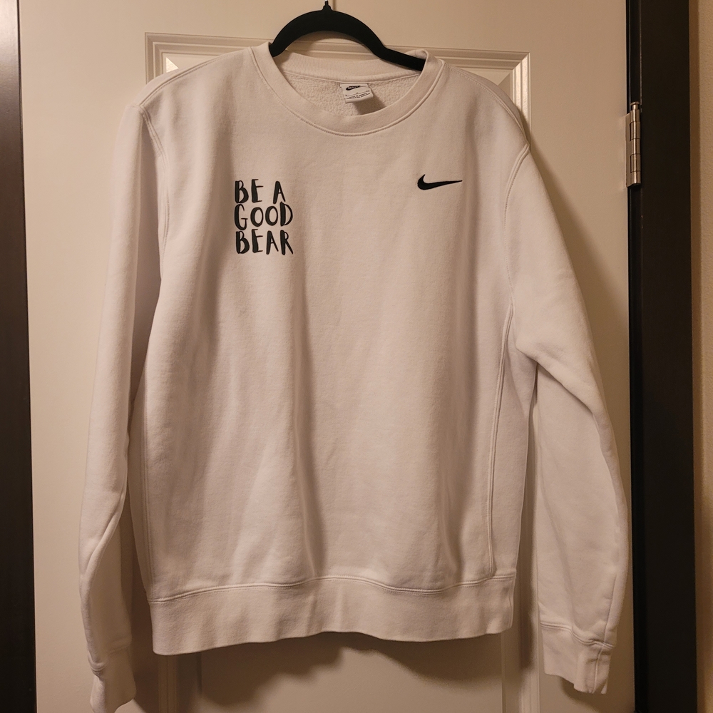 Nike Be A Good Bear Crewneck Women's White Oversized Sweater Size S